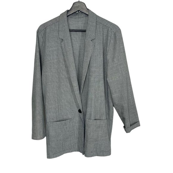 Vintage 90s Star City Micro Houndstooth Longline Blazer XL - Picture 1 of 8